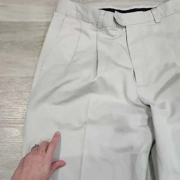 J. Crew Men's Classic Fit Pleated Trousers Casual Pants Beige Size 34x30 - Picture 9 of 11